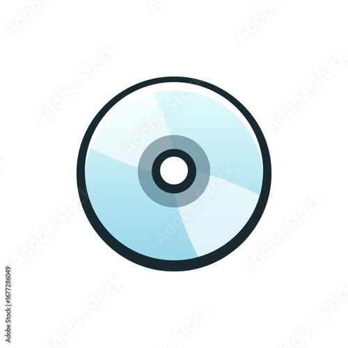 Isolated flat 3d Compact disc icon for game, interface, sticker, app. The sign in a cartoon style for match 3, arcade, rpg. The CD sprite for craft element in hyper casual mobile game.