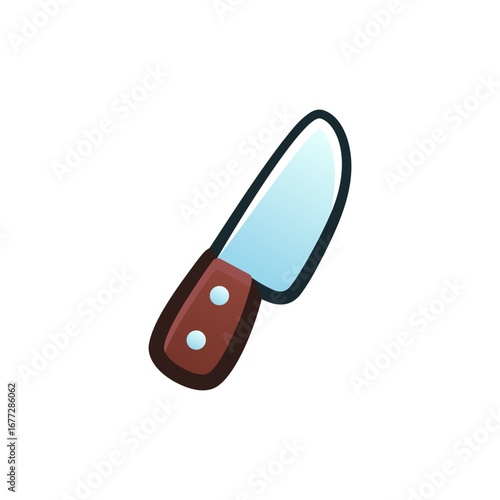 Isolated flat 3d Kitchen knife icon for game, interface, sticker, app. The sign in a cartoon style for match 3, arcade, rpg. The blade sprite for craft element in hyper casual mobile game.