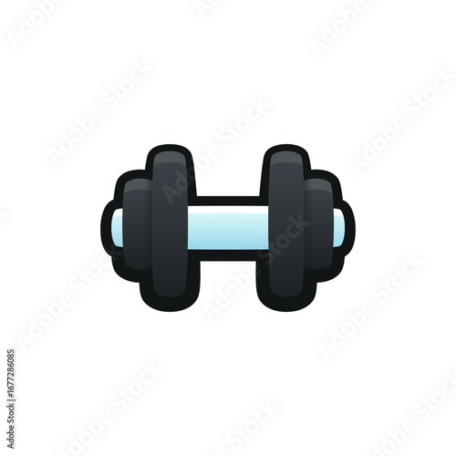 Isolated flat 3d Dumbbell icon for game, interface, sticker, app. The sign in a cartoon style for match 3, arcade, rpg. The fitness weight sprite for craft element in hyper casual mobile game.