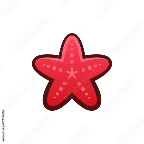 Isolated flat 3d Starfish icon for game, interface, sticker, app. The sign in a cartoon style for match 3, arcade, rpg. The sea star sprite for craft element in hyper casual mobile game.
