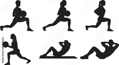 Exercise fitness workout training health wellness lifestyle silhouette activity sport