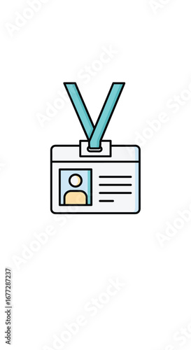 Employee identification badge holder with lanyard and personal photo display for access control and security pass verification