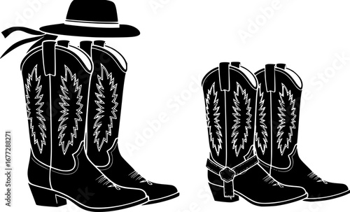Cowboy boots silhouette, Cowgirl and Cowboy Boots silhouette