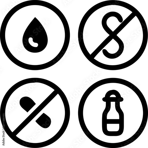 Food intolerance icon set offering a clear visual guide to dietary restrictions for health and wellness awareness
