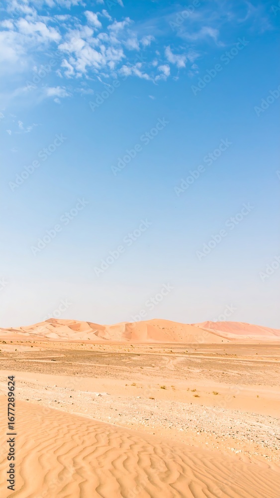 Fototapeta premium Desert landscape, hazy blue sky