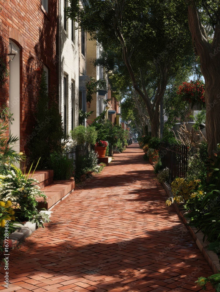 Obraz premium dc neighborhood historic brick sidewalks in washington dc community