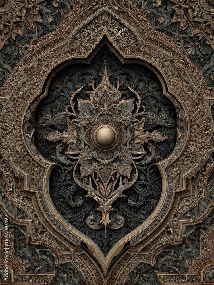 Obraz premium intricate ornamentation background pattern with floral and geometric elements