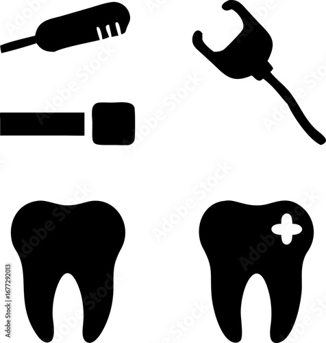 Essential dental care icons for healthy smiles and professional practice promotion