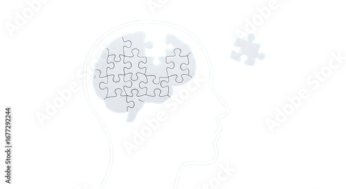 Adhd focus tools in remote work brain puzzle with missing piece representing adhd isolated on transparent background