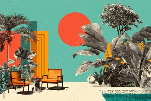 modern cool tropical pop art