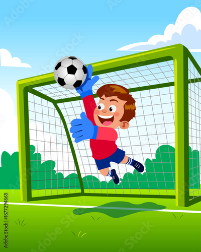 young football goalkeeper