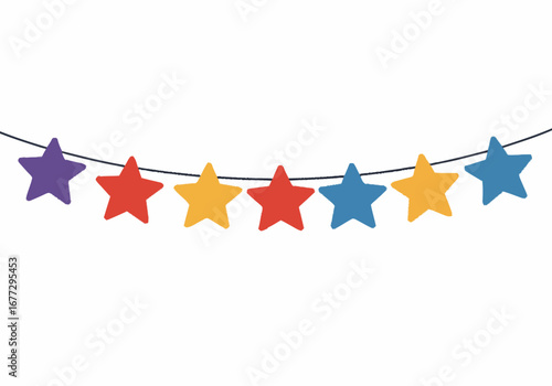 Colorful Star Garland Decoration Festive Party String with Multicolored Stars.