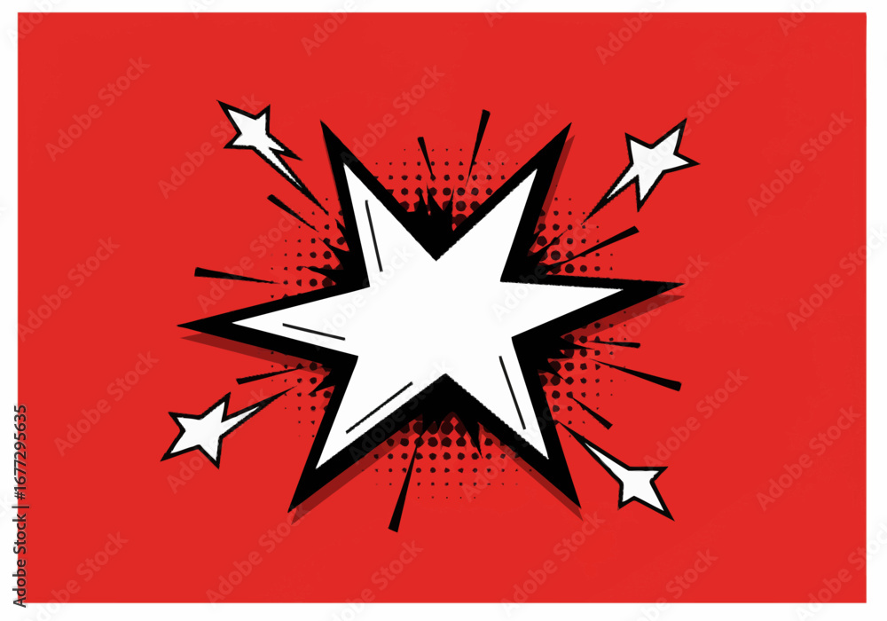 Fototapeta premium Pop Art Style Starburst Explosion with White Star Center.