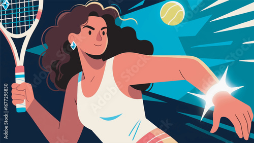Dynamic Female Tennis Player Design Template