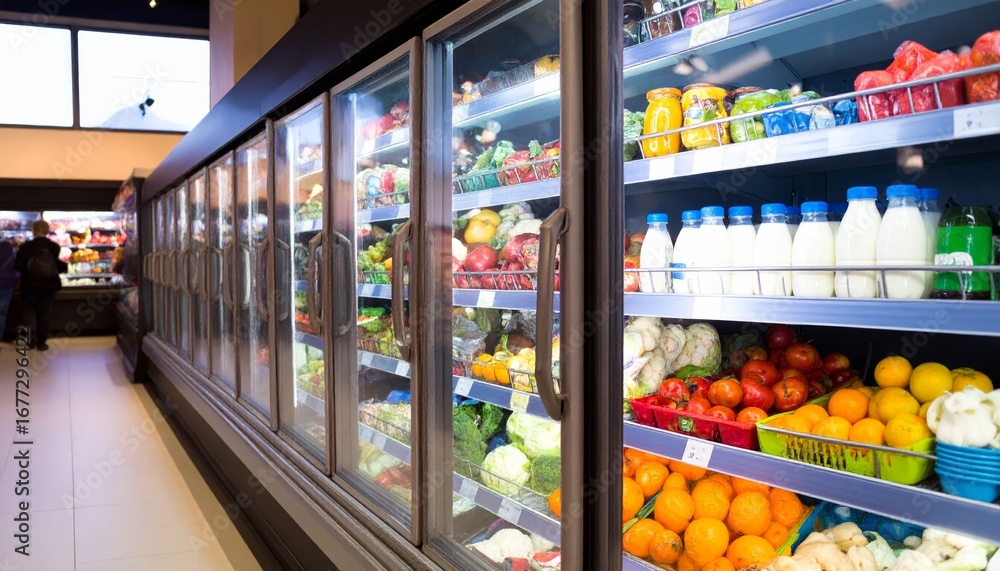 Fototapeta premium refrigerator rack in a supermarket