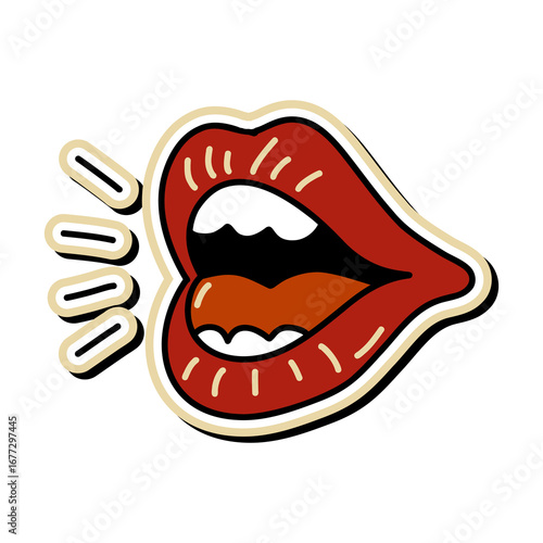Wallpaper Mural Retro Cartoon Mouth Shouting – Pop Art Lips Illustration Torontodigital.ca