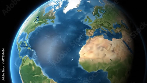 Realistic Cinematic Rotating Earth Globe Seamless Loop
