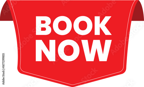 Click here book now red banner special offer button