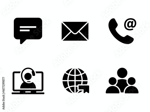 Communication, Contact and Global Team Icons