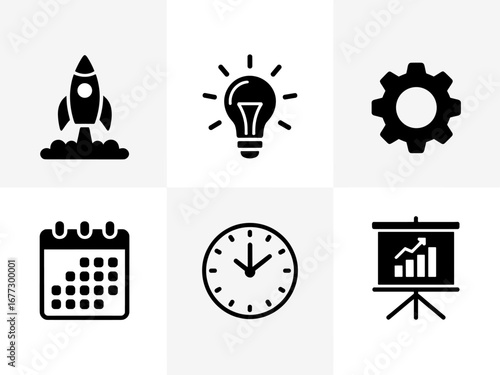 Startup, Idea and Productivity Icon Set