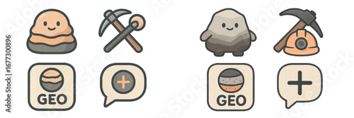 Geological characters and icons for mining and earth science. Modern 3D Icon Set