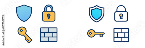 Security icons for data protection and access control. Modern 3D Icon Set