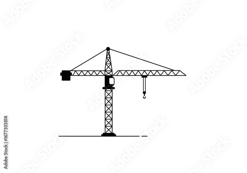 Construction Crane on White Background.