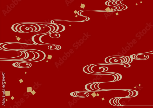 伝統的な和柄の背景素材。日本の紋様素材。流水紋、流水、水。