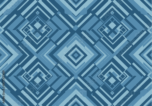 Dynamic Blue Tones Form an Intricate Abstract Geometric Design, Perfect for Modern Digital Backgrounds and Textures
