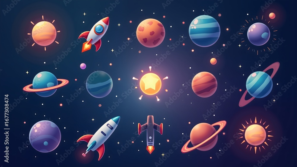 Naklejka premium Icons sale banner design free space in the center