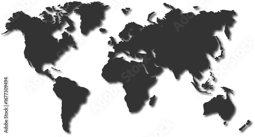 Vector Illustration of World Map Silhouette on White Background