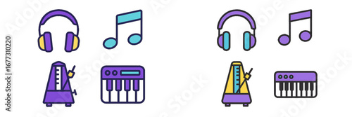 Musical Instruments and Symbols Set. Modern 3D Icon Set