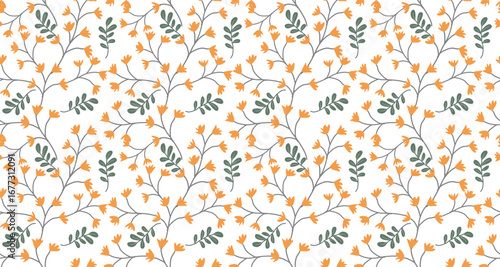 Elegant Floral Pattern with Delicate Flowers and Leaves