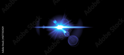 Obraz na plátně Mesmerizing blue light beam with brilliant optical lens flare effect creating a