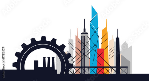 Modern urban industrialization and technological advancement reshaping cityscapes for a sustainable future