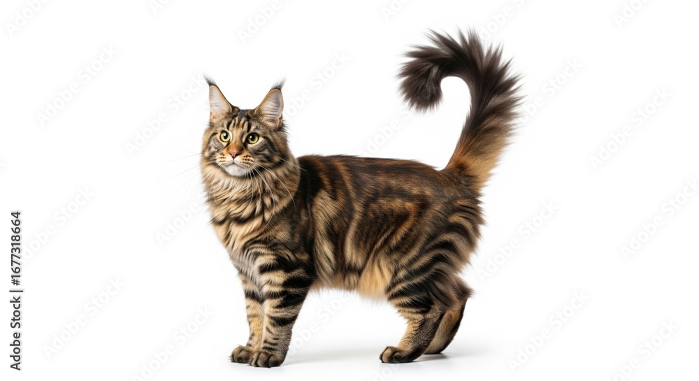 Fototapeta premium Maine coon cat portrait against white background