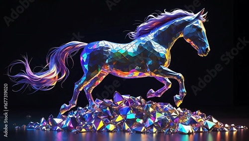 Prismatic Gem Horse in Mid-Leap

