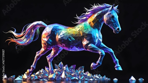 Prismatic Gem Horse in Mid-Leap
