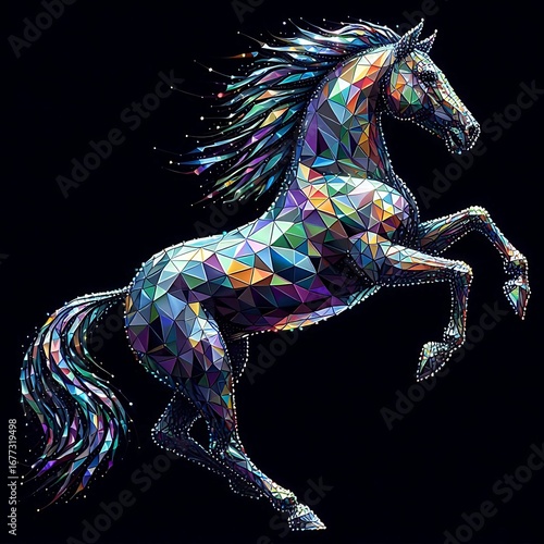 Prismatic Gem Horse in Mid-Leap
