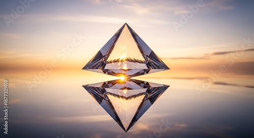 Floating Crystal Pyramid on Water
