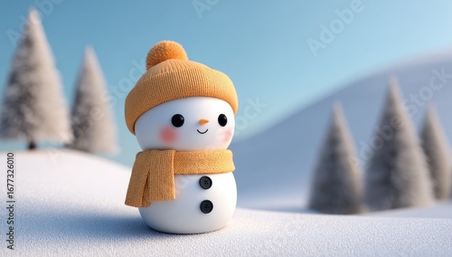 Adorable Snowman in a Winter Wonderland.
