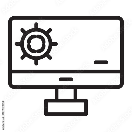 Onboard Computer Vector Line Icon Design