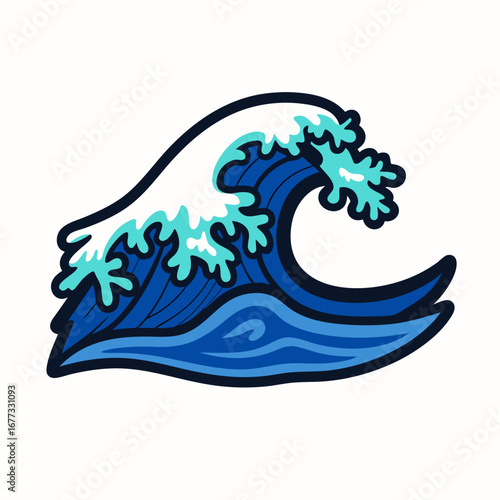 Dynamic ocean wave splash with powerful curl