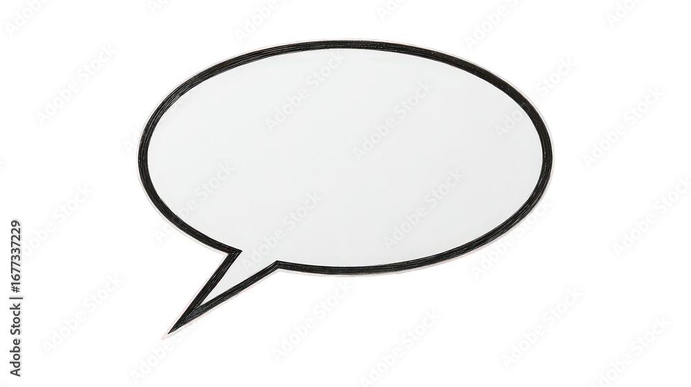 White Speech Bubble with Black Outline on Transparent Background White Speech Bubble with Black Outline on Transparent Background