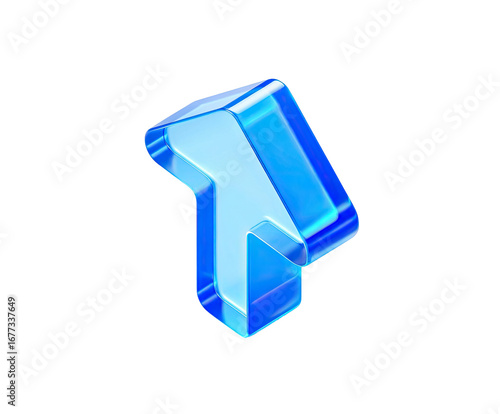 3D rendered translucent blue arrow pointing upwards