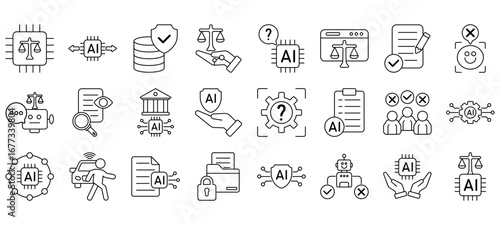 Set of ai ethics Icons or symbols Vector fully editable file.