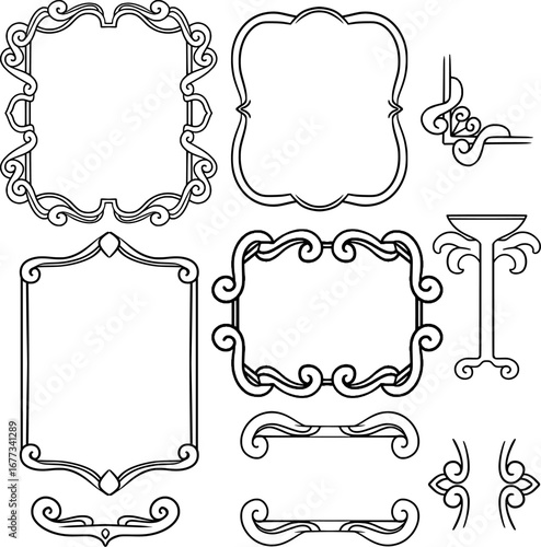 displaying ornamental frames with various unique shapes