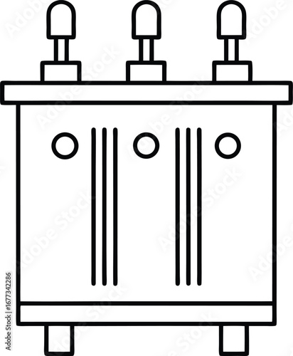 Electrical Transformer Outline Illustration Power Distribution and Voltage Conversion Equipment