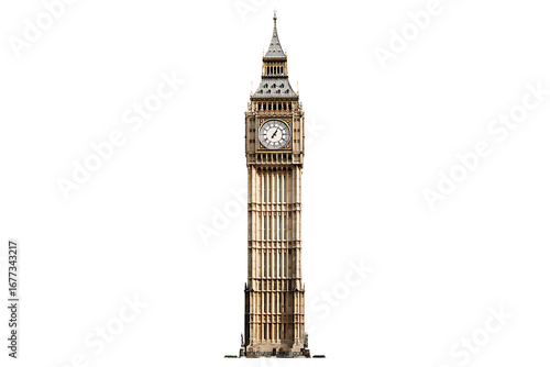 Big Ben Clock Tower in London, isolated on a transparent background.