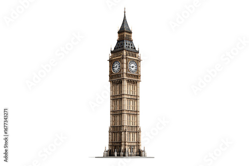 Big Ben Clock Tower in London, isolated on a transparent background.